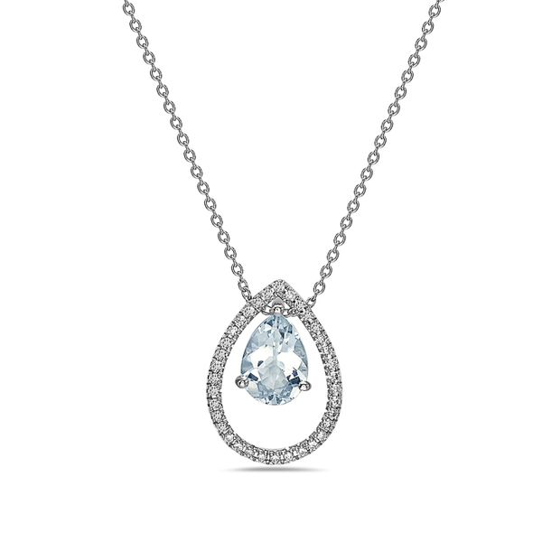 What a gorgeous necklace for the woman born in March or any person that appreciates a beautiful aquamarine stone.  This diamo
