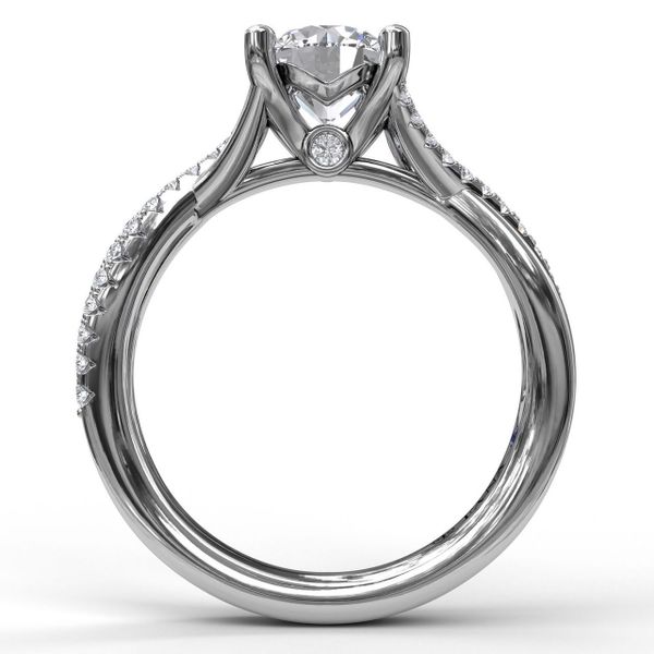 White Gold Alternating Diamond Twist Engagement Ring