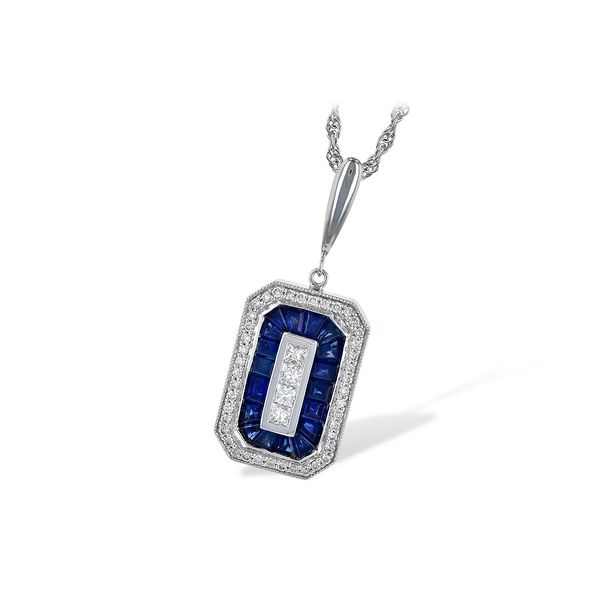 14K White gold Sapphire and Diamond Pendant