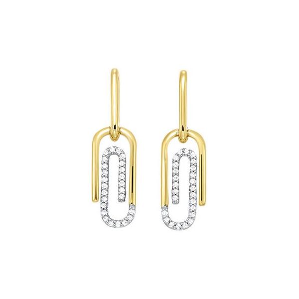 10KT Yellow Gold Fancy Fashion diamond Paperclip Dangle Earrings with 0.15 total diamond carat weight. For further product de