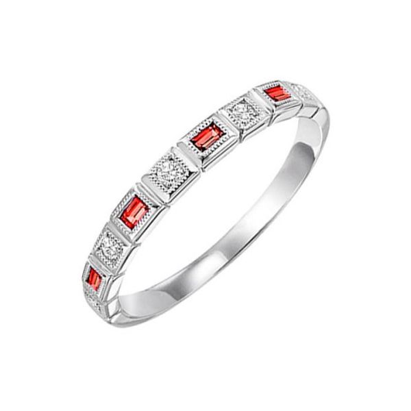 Our beautiful Stackable Ruby & Diamond Band in 10K White Gold  is the perfect jewelry choice for that someone special. This r