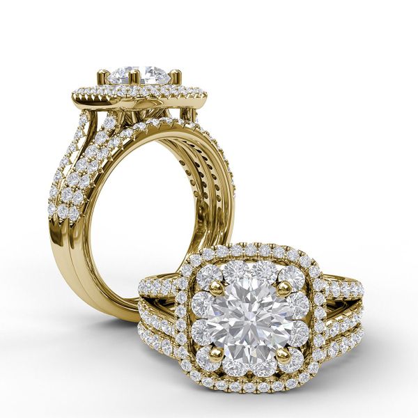 14 kt Yellow Gold Double Halo Engagement Ring 
