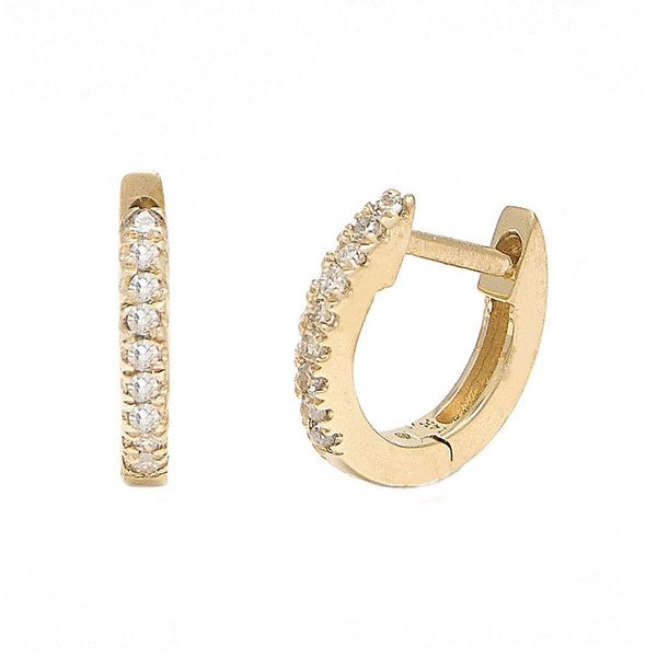 14 kt yellow gold 8.6 mm diamond huggie hoops featuring .06 carat total weight. For more information on this product, please 