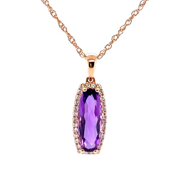 14 kt Yellow Gold Amethyst and Diamond Necklace