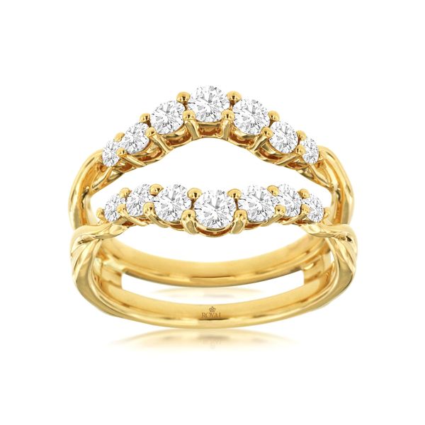 Make your engagement ring just a little more spectacular with this diamond ring guard (enhancer). Set in 14 kt yellow gold, t