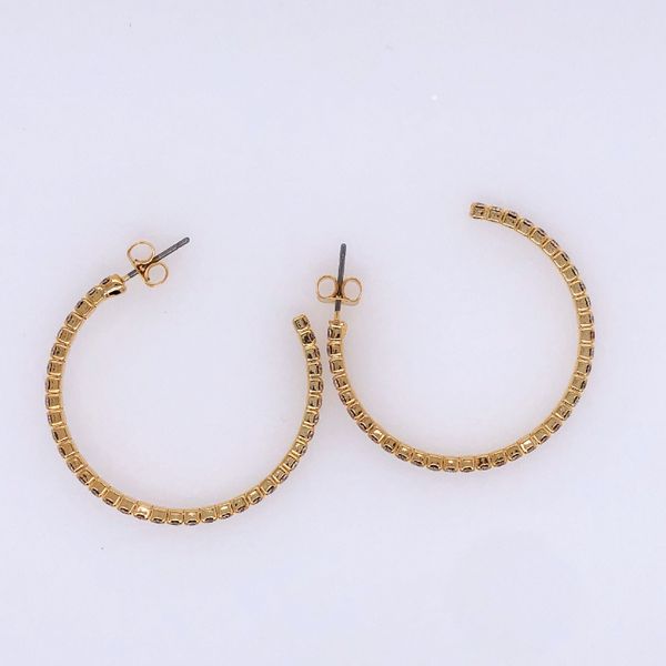 40 mm White Rhodium Plated Yellow Hoop Earrings w Crystals