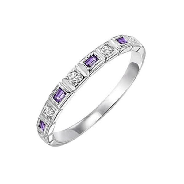 Our beautiful 10K White Gold Stackable Bezel Amethyst and Diamond Band  is the perfect jewelry choice for you or your loved o