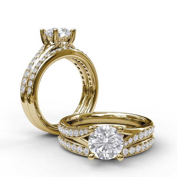 Yellow Gold Designer Split Band Engagement Ring
