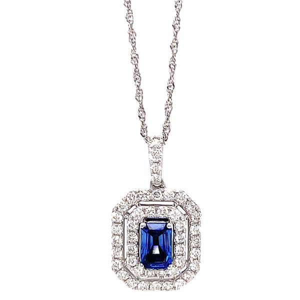 14 kt White Gold Sapphire and Diamond Necklace