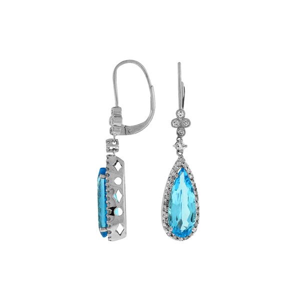 Talk about earrings that will make you look twice; these beauties are fit for a queen or her princess.  Set in 14 kt white go
