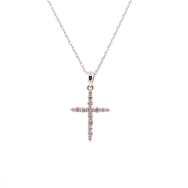 14 kt White Gold Diamond Cross Necklace