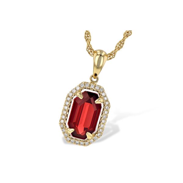 14 kt Yellow Gold Vintage Inspired Garnet and Diamond Necklace 
