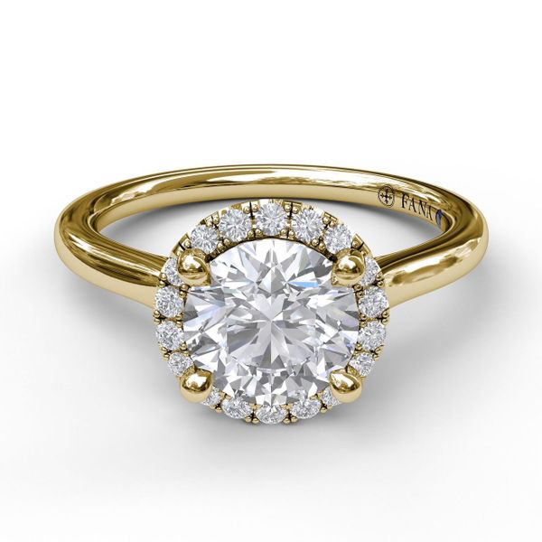 Yellow Gold Classic Round Halo Engagement Ring