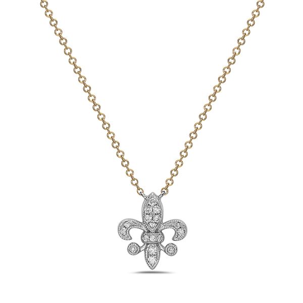 Ok all of you Saints Fans!! Here is your necklace. This beautiful white gold fleur de lis pendant features 17 round diamonds 