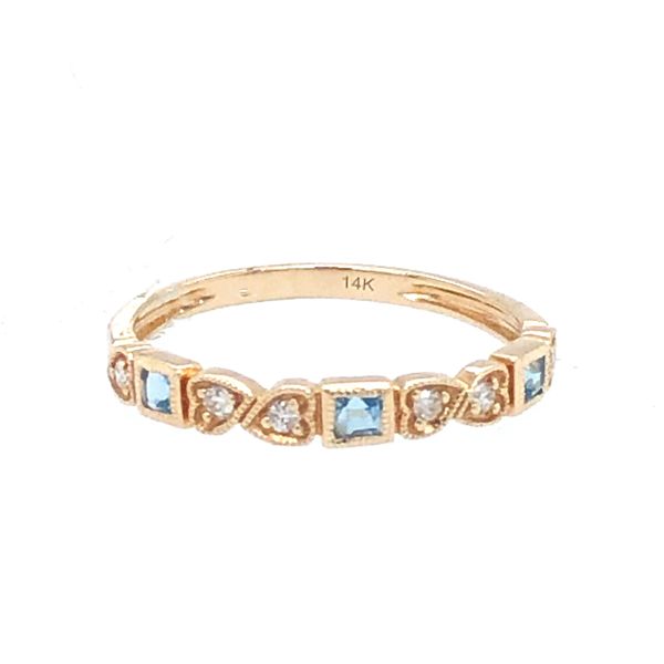 14 kt Yellow Gold Blue Topaz and Diamond Band