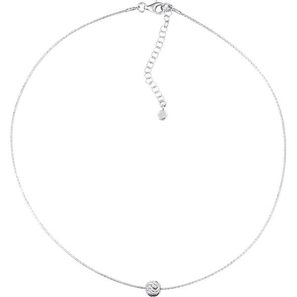 Sterling silver 1mm diamond cut wire with floating diamond cut bead. This necklace is approximately 18 inches in length.  For