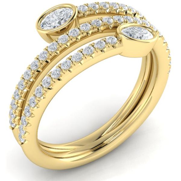 Simply BREATHTAKING!!  This 14 kt yellow gold ring will become your favorite piece to wear everyday.  The ring features 2 bez
