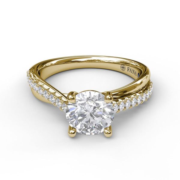  Yellow Gold  Classic Diamond Engagement Ring with Detailed Milgrain Band