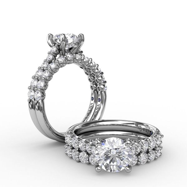White Gold Contemporary Diamond Solitaire Engagement Ring With Hidden Halo
