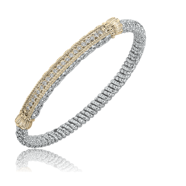 14 kt and Sterling Silver Diamond Bar Bracelet by Alwand Vahan 