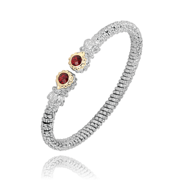 14 kt and Sterling Silver Bracelet by Alwand Vahan with Garnet Stones 