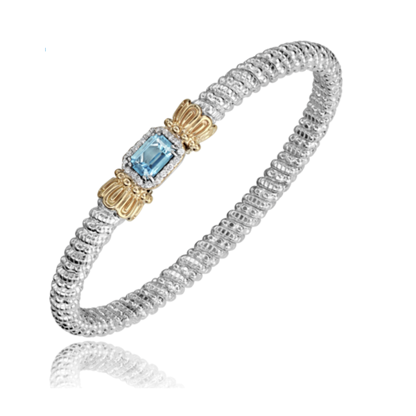 Sterling Silver and 14 kt Yellow Gold Bracelet  by Alwand Vahan  with Blue Topaz
