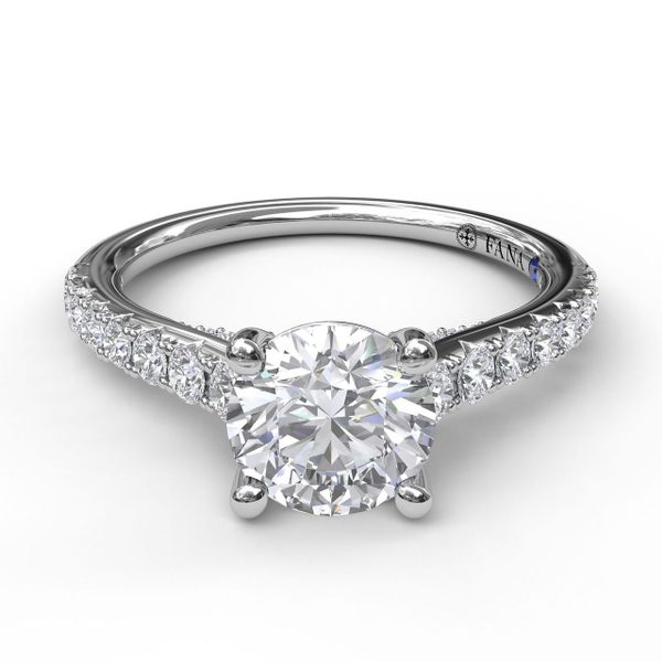 White Gold Delicate Classic Engagement Ring with Delicate Side Detail
