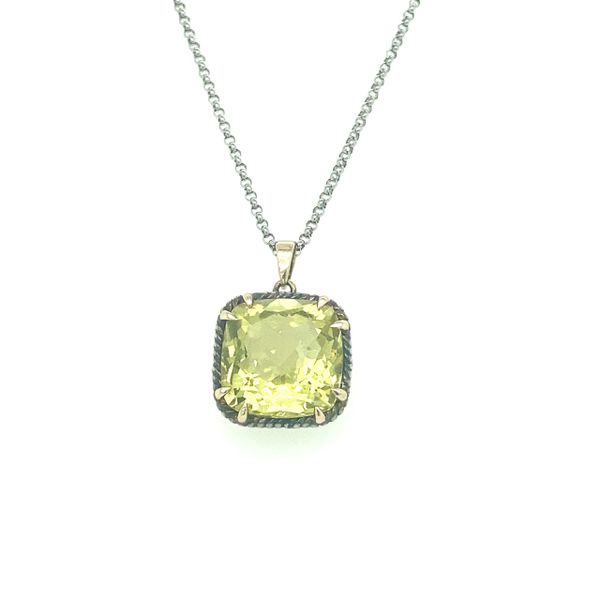 Sterling Silver and 14 kt Yellow Gold Lemon Quartz Necklace  