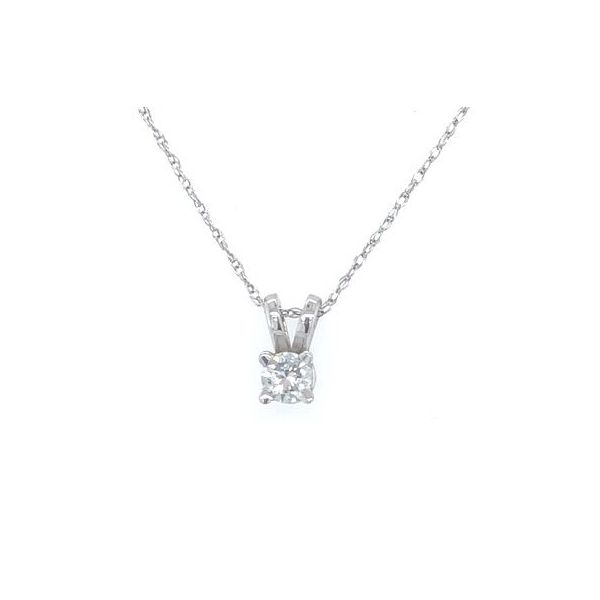 14 kt White Gold Diamond Solitaire Necklace 