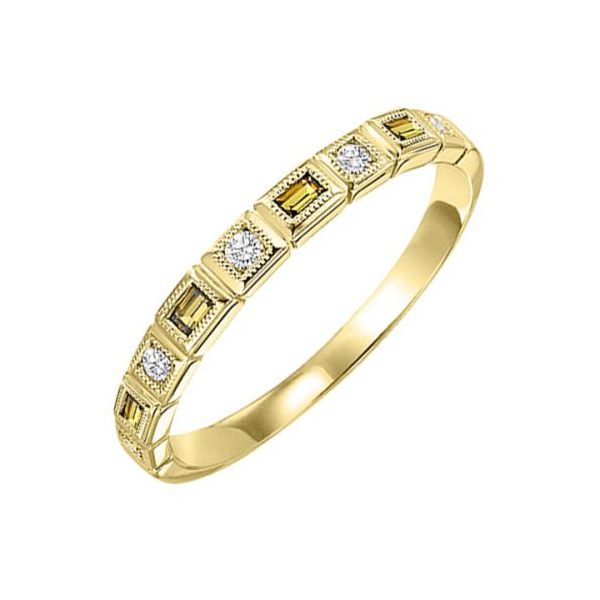 10 kt Yellow Gold Citrine and Diamond Stackable Band 