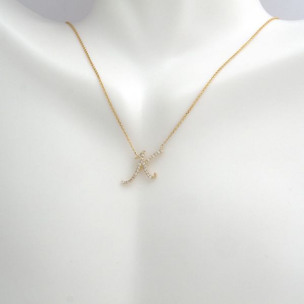 14 kt Yellow Gold Diamond Initial Necklace Image 2 Parris Jewelers Hattiesburg, MS