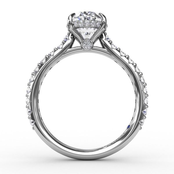 White  Gold Classic Oval Diamond Engagement Ring With Hidden Pavé Halo