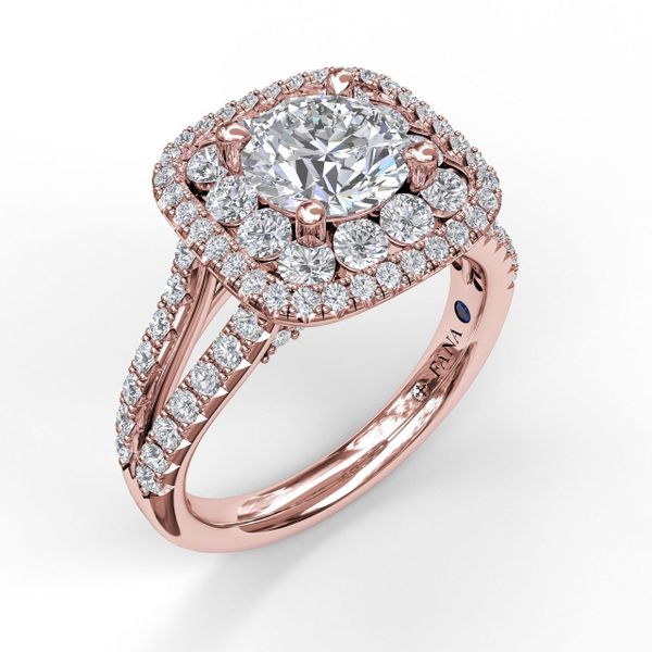 14 kt Rose Gold Double Halo Engagement Ring 