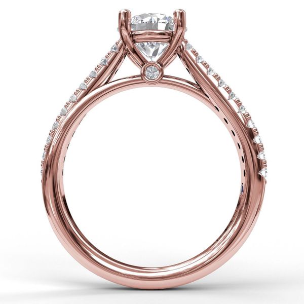 Rose Gold Round Cut Solitaire With Criss Cross Band