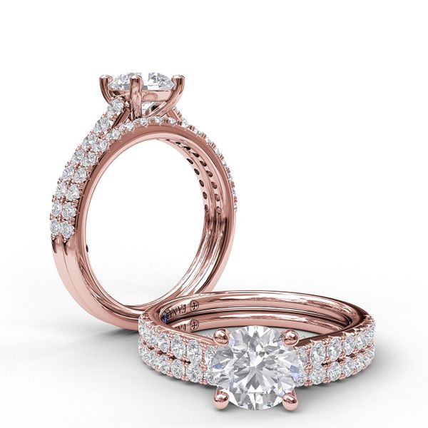 Rose Gold Delicate Classic Engagement Ring with Delicate Side Detail
