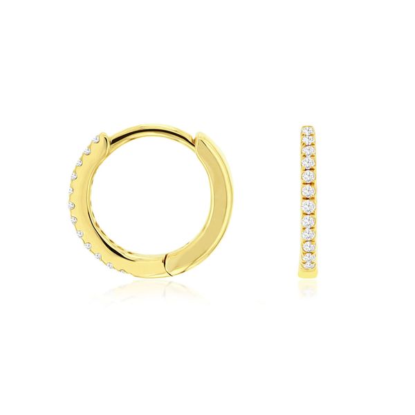 It's every girl's new go to ear accessory! Perfect worn alone or with her other favorites.  These 14 kt yellow gold huggie ho