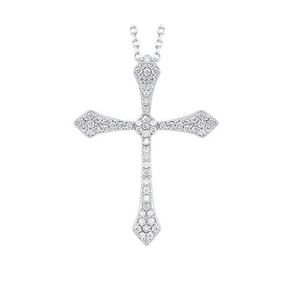 14 kt White Gold Petite Diamond Cross Necklace 