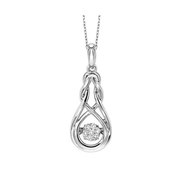 Sterling Silver Love Knot Diamond Pendant 