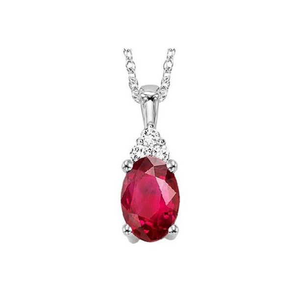 This ruby birthstone necklace is the perfect birthday or special occasion gift. It features a .55 July birthstone, ruby set i