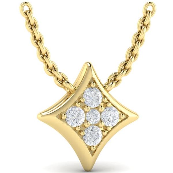 This one is SPECTACULAR!!   This fancy rhombus-shaped necklace is accented with .17 total diamond weight . Perfect to wear al