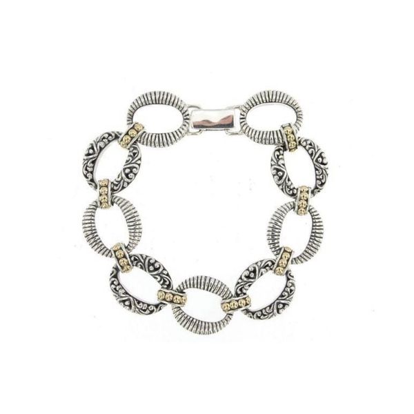 Our Sterling Silver 18k solid Gold oval link balinese design bracelet, handcrafted in Bali by the Samuel B skilled artisans. 