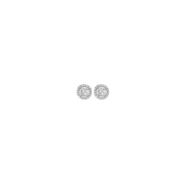 These sparkling .10 carat total diamond weight solitaire stud earrings are finely crafted in brightly polished 14k white gold