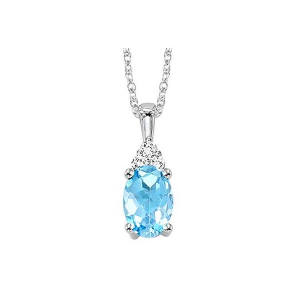 Our beautiful Oval Blue Topaz & Diamond Halo Pendant in 14K White Gold is the perfect jewelry choice for you or your loved on