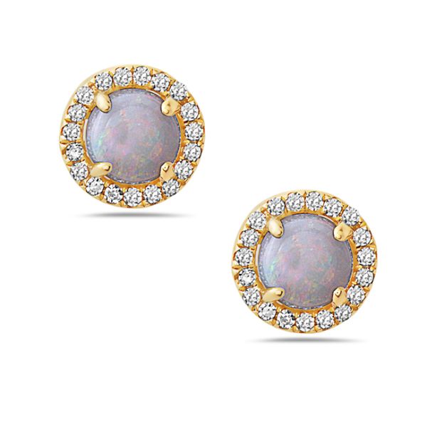What a lovely pair of earrings for your October birthday girl!! This pair of stud earrings features a .20 carat round opal in