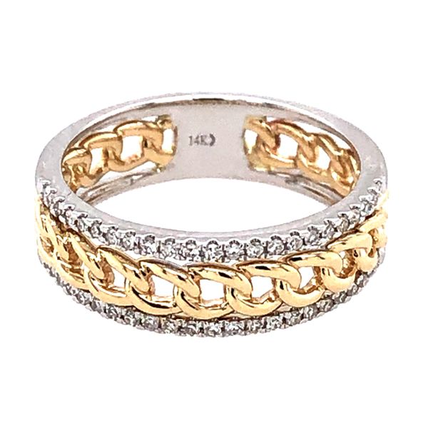 14 kt White and Yellow Gold Diamond Link Ring