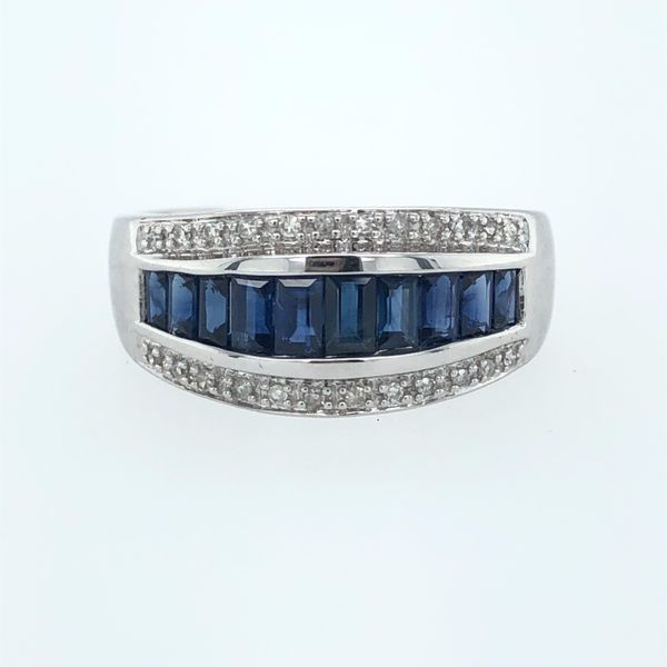 14 kt White Gold Sapphire and Diamond Band 