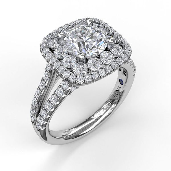 14 kt White Gold Double Halo Engagement Ring 