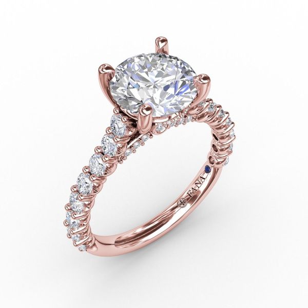 Rose Gold Hidden Halo Engagement Ring with Matching Band Available