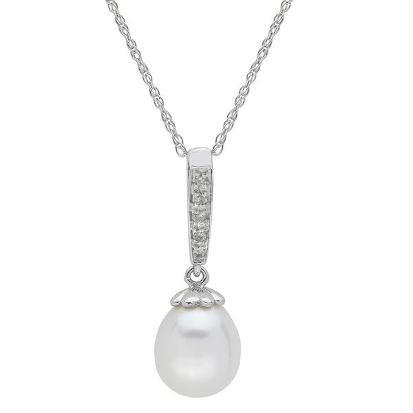 14K white Gold Drop Pearl Pendant