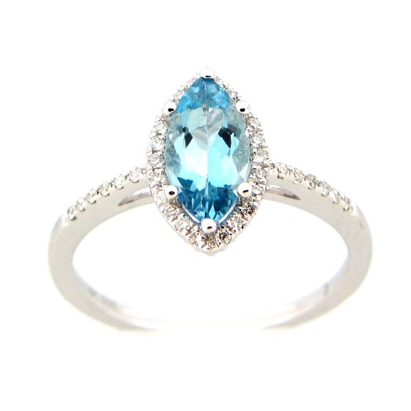 14 kt White Gold Aquamarine and Diamond Ring
